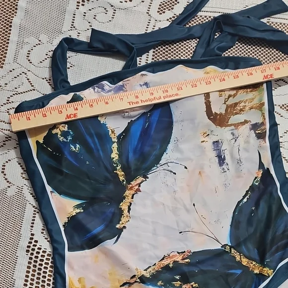 Blue and Gold Swim Set with Watercolor Design - Picture 4 of 8